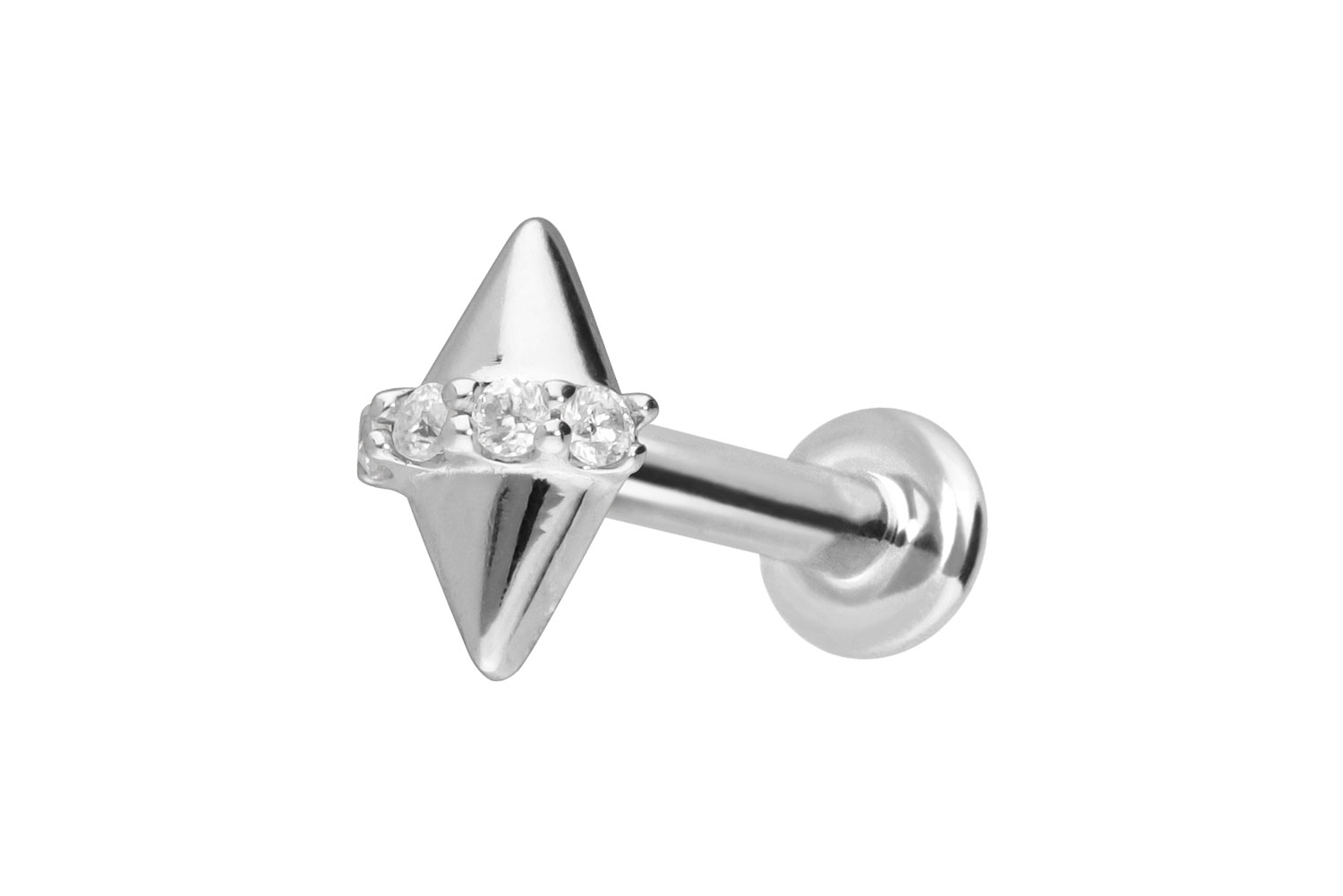 14 Karat Gold Labret Piercing mit Innengewinde MOISSANITE + 2 SPITZEN
